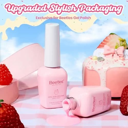beetles Gel Polish Strawberry Milk Light Pink | Long-Lasting, Gentle, 28 Days Shine thumbnail 5