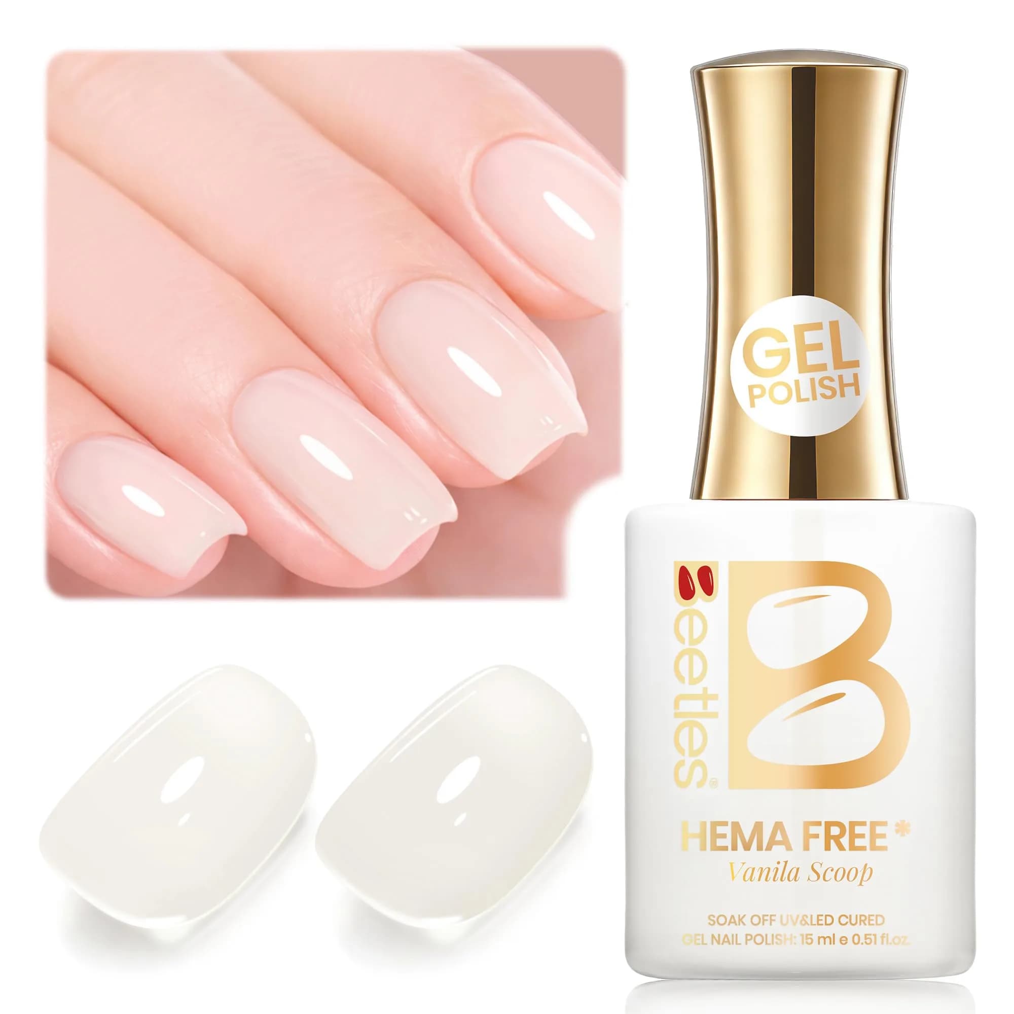 Beetles Gel Polish Vanilla Scoop Milky White Jelly Gel Nail Polish 15ml | Sheer & Buildable - main product image