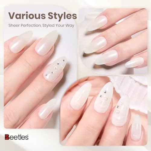Beetles Gel Polish Vanilla Scoop Milky White Jelly Gel Nail Polish 15ml | Sheer & Buildable thumbnail 4
