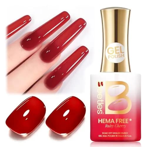 Beetles Ruby Cherry Jelly Red Gel Nail Polish 15ML | Translucent French Manicure Effect - main product image