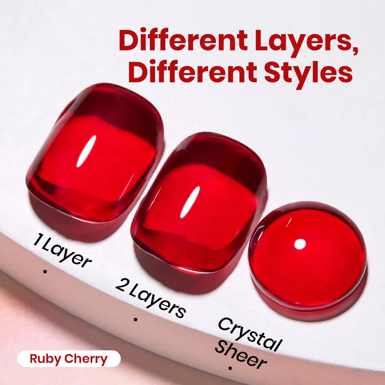 Beetles Ruby Cherry Jelly Red Gel Nail Polish 15ML | Translucent French Manicure Effect - view 5