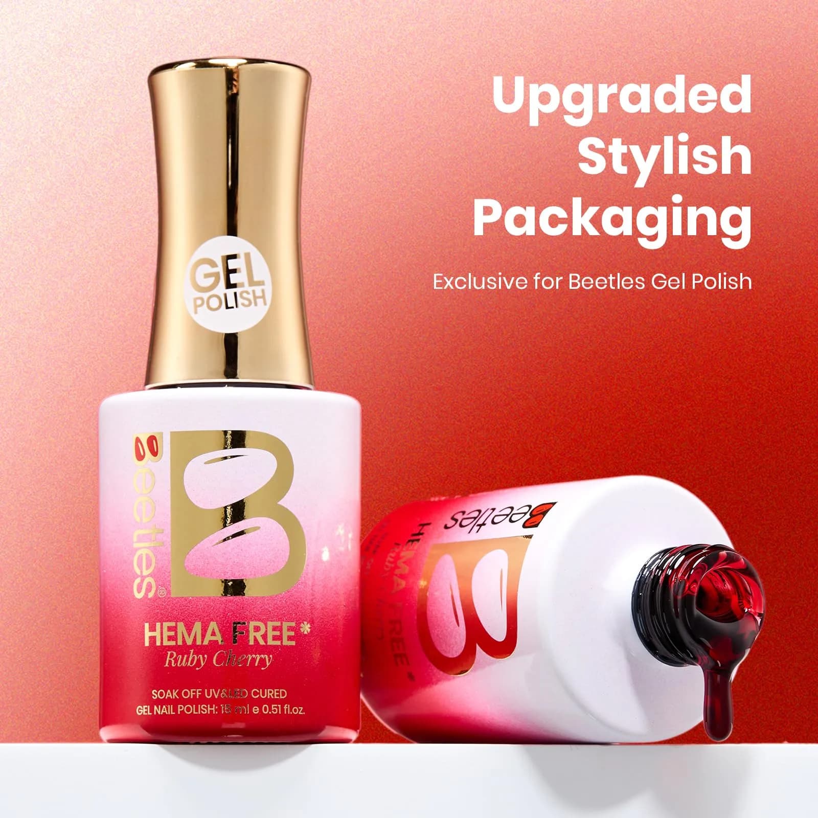 Beetles Ruby Cherry Jelly Red Gel Nail Polish 15ML | Translucent French Manicure Effect - view 8