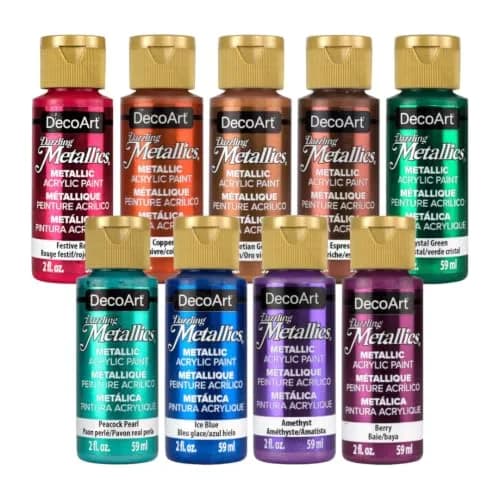 DecoArt Americana Dazzling Metallics Acrylic Paint Set 2 fl oz (59 ml) Bottles | Shimmering Metallic Craft Paints for Canvas, Wood & DIY Projects thumbnail 1