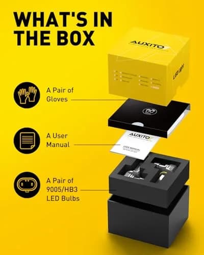 AUXITO 9005 LED Headlight Bulbs - 30000LM 6500K Cool White | 1:1 Mini Size Design thumbnail 8