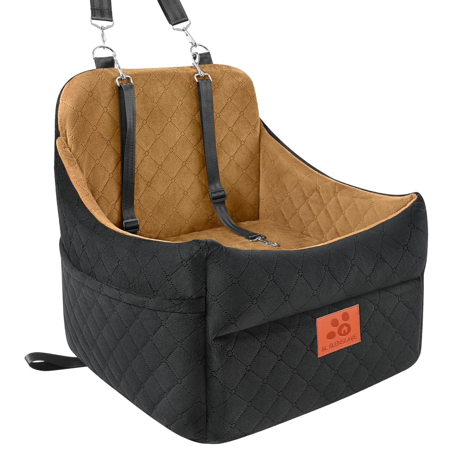 GL GLENSLAVE Dog Car Seat for Small/Medium Dogs | Detachable Washable Pet Booster with Storage