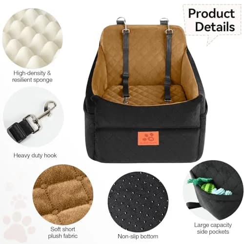 GL GLENSLAVE Dog Car Seat for Small/Medium Dogs | Detachable Washable Pet Booster with Storage thumbnail 4
