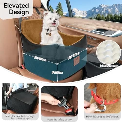 GL GLENSLAVE Dog Car Seat for Small/Medium Dogs | Detachable Washable Pet Booster with Storage thumbnail 5
