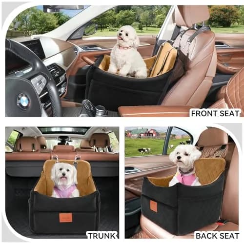 GL GLENSLAVE Dog Car Seat for Small/Medium Dogs | Detachable Washable Pet Booster with Storage thumbnail 2