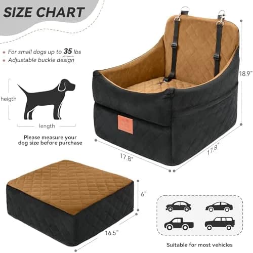 GL GLENSLAVE Dog Car Seat for Small/Medium Dogs | Detachable Washable Pet Booster with Storage thumbnail 3