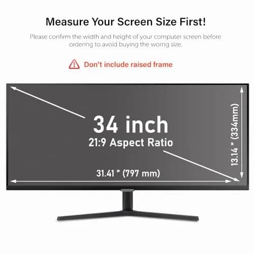 WELINC 34 Inch Computer Privacy Screen Filter for 21:9 Ultra-Wide Aspect Ratio | Anti Glare Blue Light Filter thumbnail 2