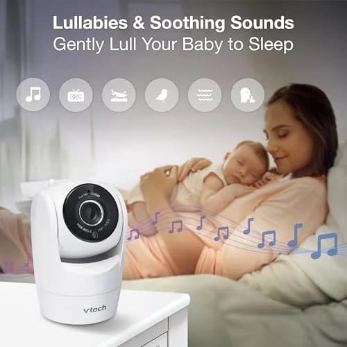VTech VM901-2 Smart WiFi Baby Monitor with 2 Cameras | 5" HD Split Screen, Pan-Tilt-Zoom, Night Vision thumbnail 7