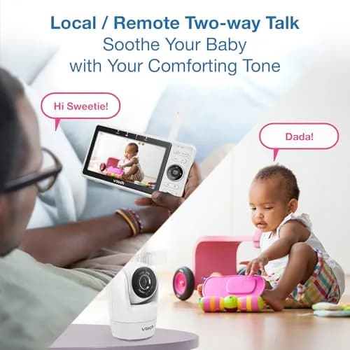 VTech VM901-2 Smart WiFi Baby Monitor with 2 Cameras | 5" HD Split Screen, Pan-Tilt-Zoom, Night Vision thumbnail 8
