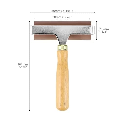 QWORK 4-Inch Soft Rubber Brayer Roller, Brown Solid Ink Roller | Even Pressure Application for Printmaking & Crafts thumbnail 6