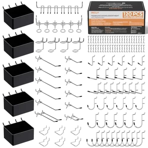 INCLY 120PCS Pegboard Accessories Organizer Kit with Pegboard Hooks & Bins | Heavy Duty Metal & Plastic Set thumbnail 1
