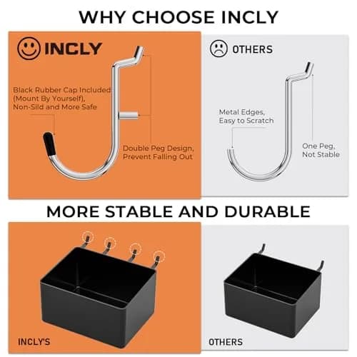 INCLY 120PCS Pegboard Accessories Organizer Kit with Pegboard Hooks & Bins | Heavy Duty Metal & Plastic Set thumbnail 3
