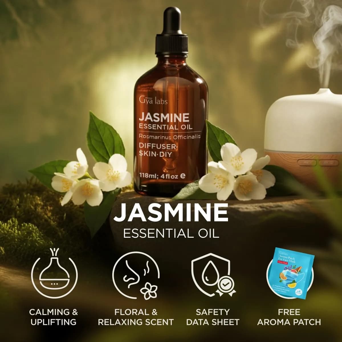 Gya Labs Jasmine Essential Oil for Hair, Skin & Candle Making Scent, 120ml (4 Fl Oz) | Pure Floral Aroma - view 6