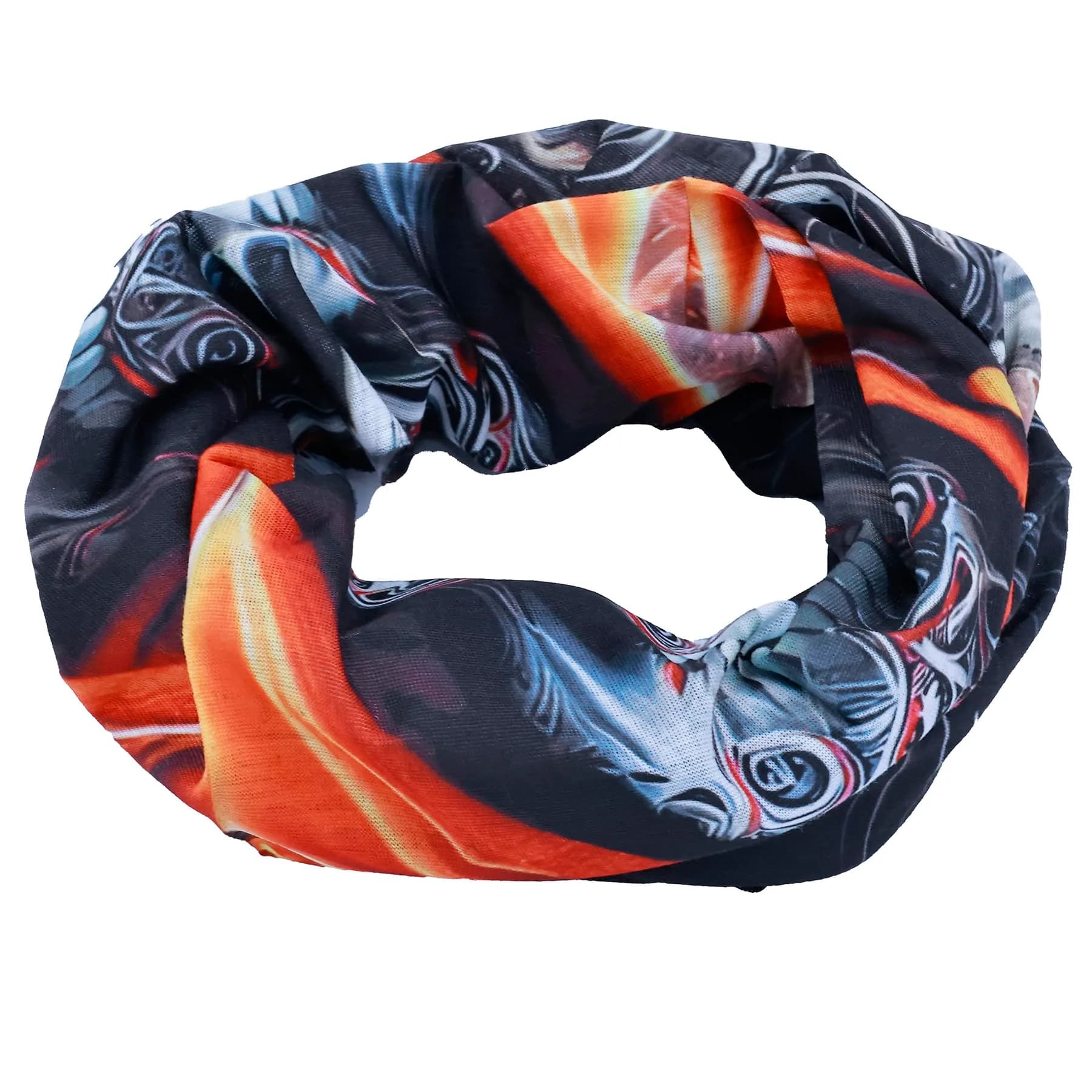 Obacle Skull Gray Face Orange 3D Tube Mask Bandana for Dust, Wind, UV Sun Protection - view 4