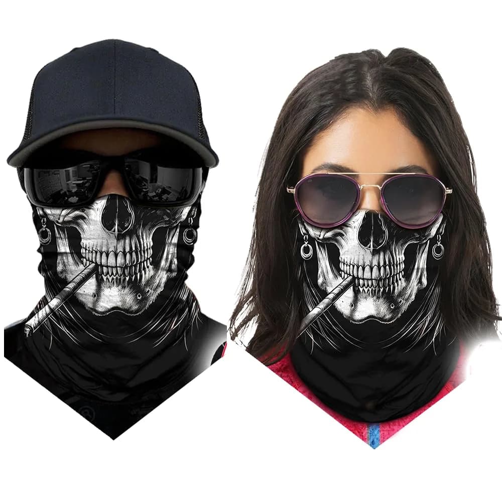 Obacle Skull With Cigar White Face 3D Skull Mask for Dust, Wind, UV Sun Protection - view 3