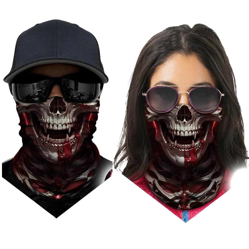 Obacle Skull Red Face Open Mouth Half Face Mask for Dust, Wind, and Sun Protection - view 3