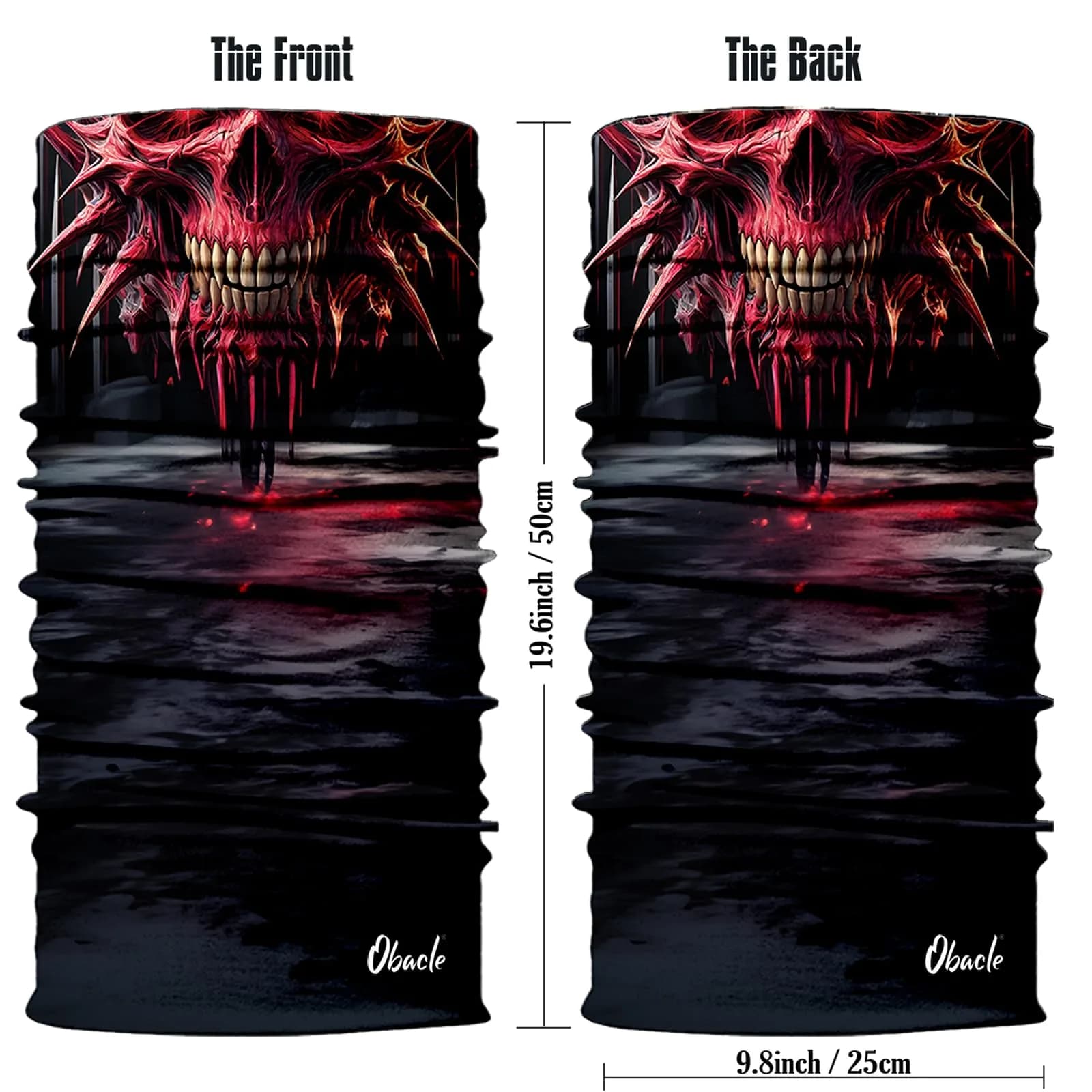Obacle Skull Face Mask - Skull Red Face White Face Design for Dust, Wind, and Sun Protection - view 2