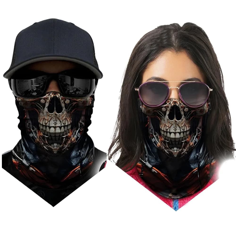 Obacle Skull Gray Face Open Mouth Half Face Mask for Dust, Wind, UV Sun Protection - view 3