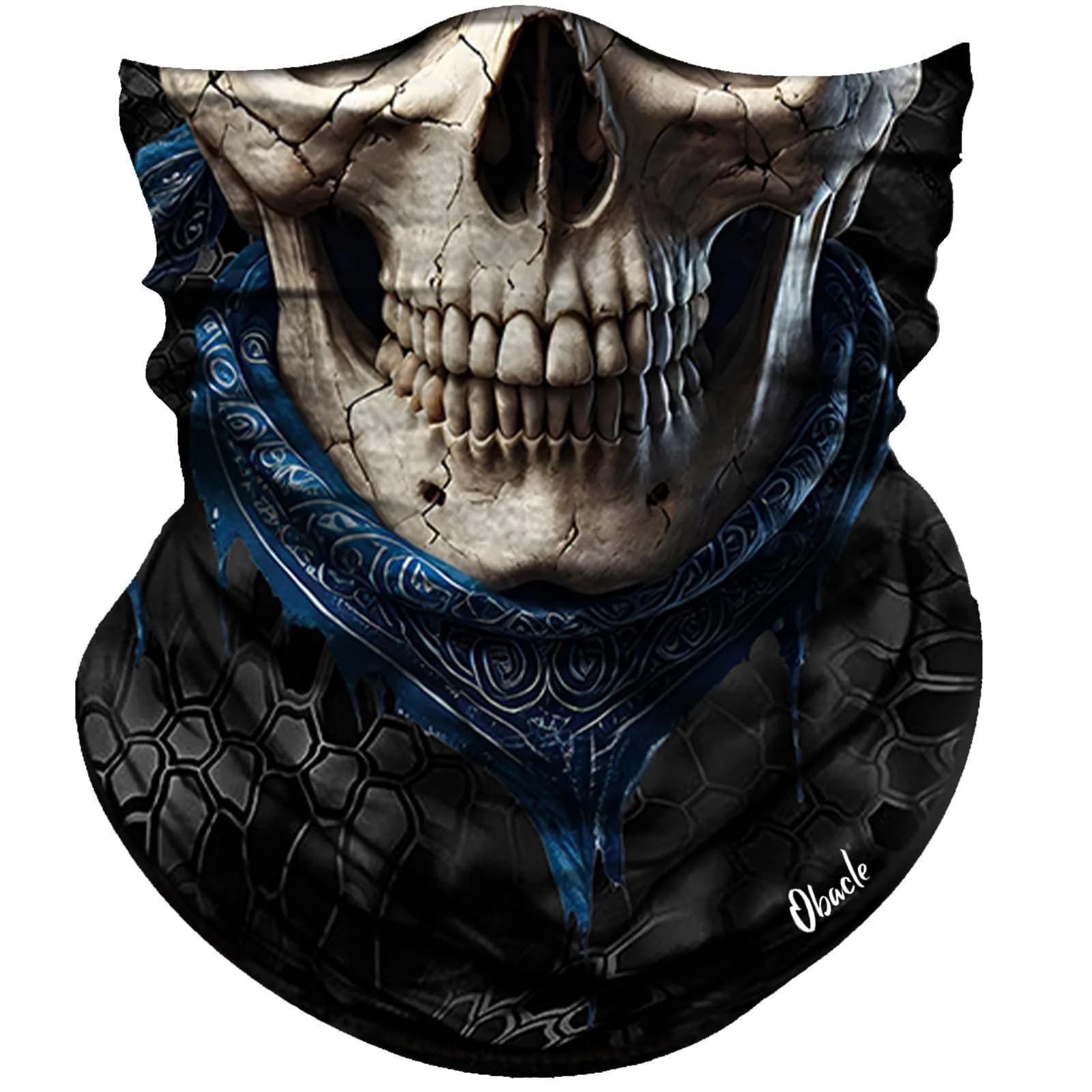 Obacle Skull Face Mask Half - Skull Light Gray Face Blue Neck - main product image