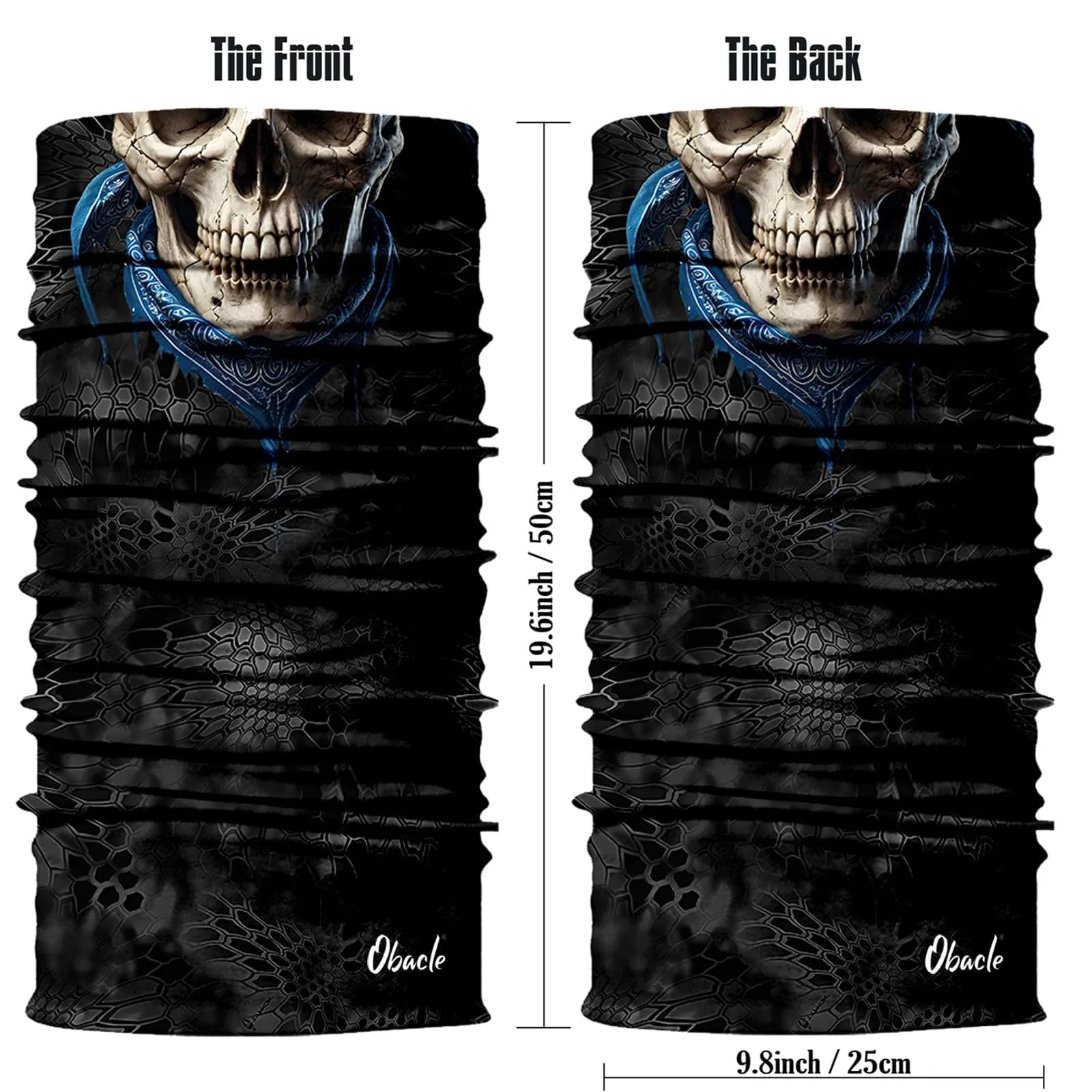 Obacle Skull Face Mask Half - Skull Light Gray Face Blue Neck - view 2