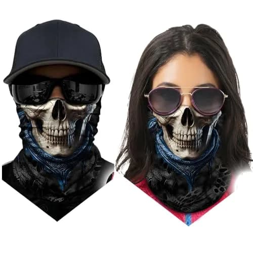 Obacle Skull Face Mask Half - Skull Light Gray Face Blue Neck thumbnail 3
