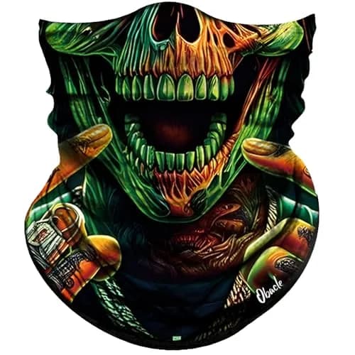 Obacle Skull Face Mask Half - Skull Green Face Open Mouth Design for Men & Women thumbnail 1