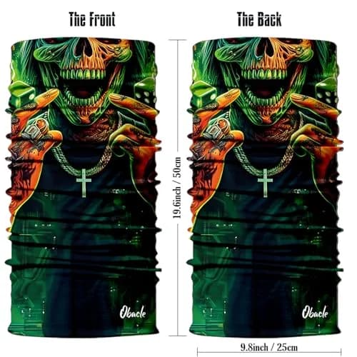 Obacle Skull Face Mask Half - Skull Green Face Open Mouth Design for Men & Women thumbnail 2