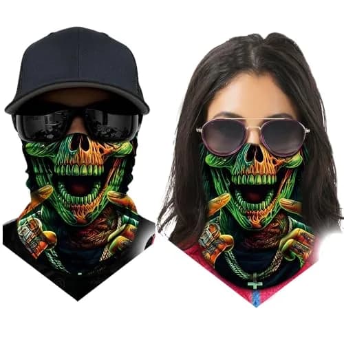 Obacle Skull Face Mask Half - Skull Green Face Open Mouth Design for Men & Women thumbnail 3