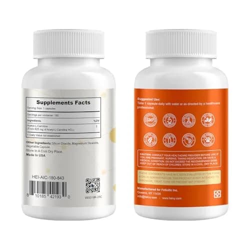 Heivy Acetyl L-Carnitine 500mg | Supports Brain & Metabolic Health | 180 Capsules thumbnail 2