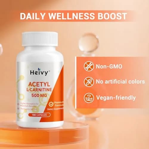 Heivy Acetyl L-Carnitine 500mg | Supports Brain & Metabolic Health | 180 Capsules thumbnail 3
