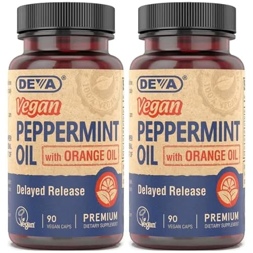 DEVA Vegan Peppermint Oil Capsules, Delayed Release, 2-Pack with Organic Orange & Coconut Oils, 90 Count Ea thumbnail 1