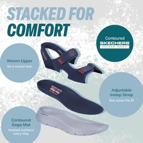 Skechers Men’s Hands Free Slip-Ins Go Walk Flex Easy Entry Sandal, Navy/Red, 8 | Lightweight Comfort for Active Men thumbnail 4