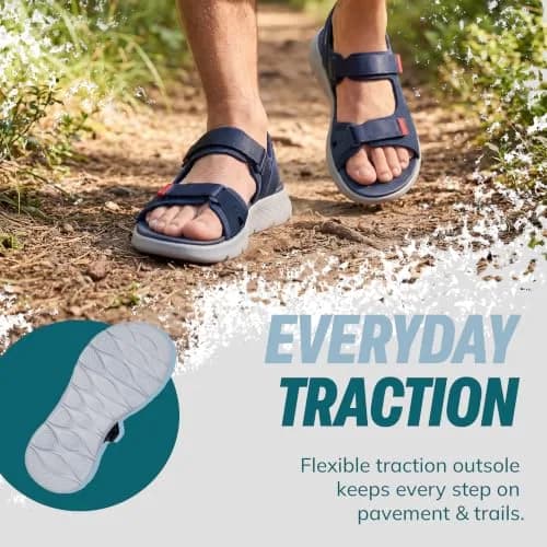 Skechers Men’s Hands Free Slip-Ins Go Walk Flex Easy Entry Sandal, Navy/Red, 8 | Lightweight Comfort for Active Men thumbnail 3