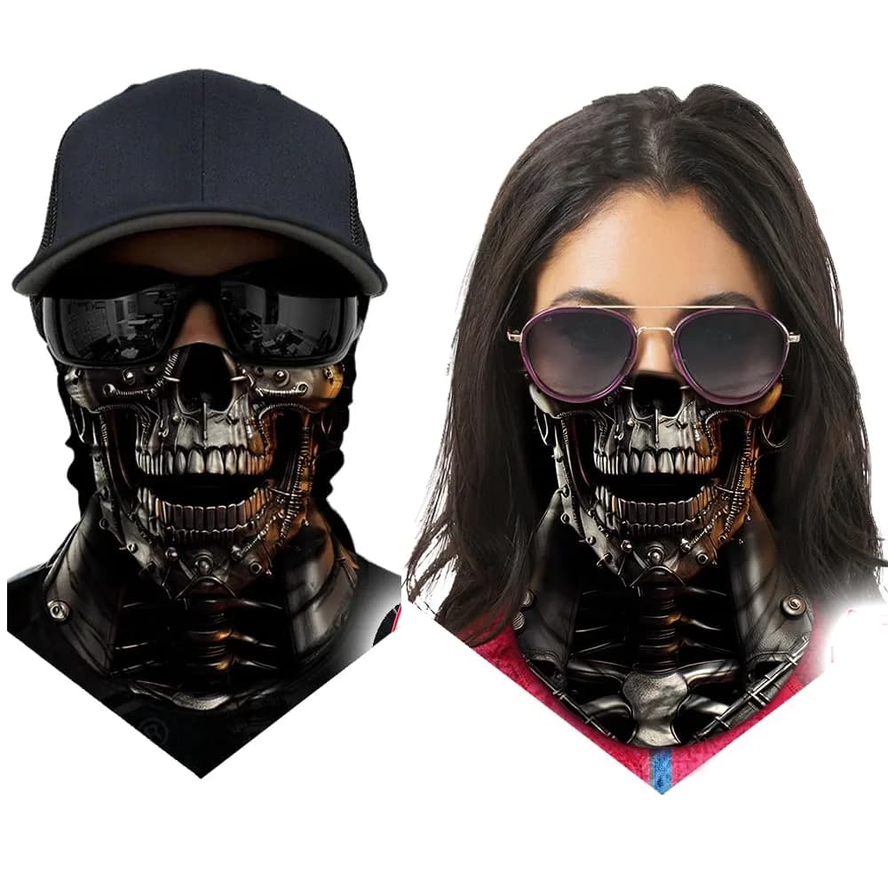 Obacle Skull Mechanical Face Black Half Mask for Dust, Wind, UV Sun Protection - view 3