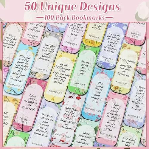 Diteryy Flower Bible Magnetic Bookmarks 100 Pack | Inspirational Christian Page Markers for Books thumbnail 3