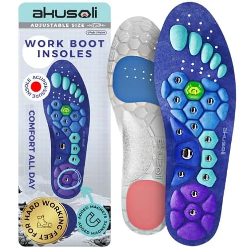 Akusoli Shoe Insert for Men, Work Boots & Daily Wear | Shock Absorbing, Arch Support, Magnetic, Cushioned (L/XL) thumbnail 1