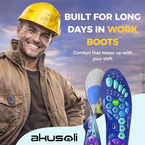Akusoli Shoe Insert for Men, Work Boots & Daily Wear | Shock Absorbing, Arch Support, Magnetic, Cushioned (L/XL) thumbnail 2