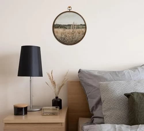 QKX Round Wall Decoration 25cm (10x10 inches) | Vintage Floral Landscape Canvas Art thumbnail 6