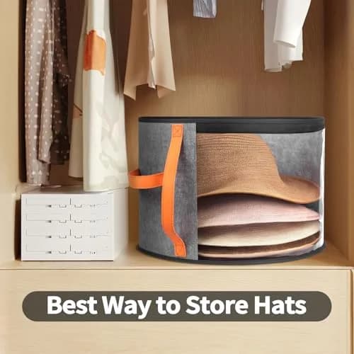 kushon Oversized Clear Hat Storage Box for Women, Wide Brim Cowboy Hat Organizer, 17x11 inches, Grey thumbnail 5