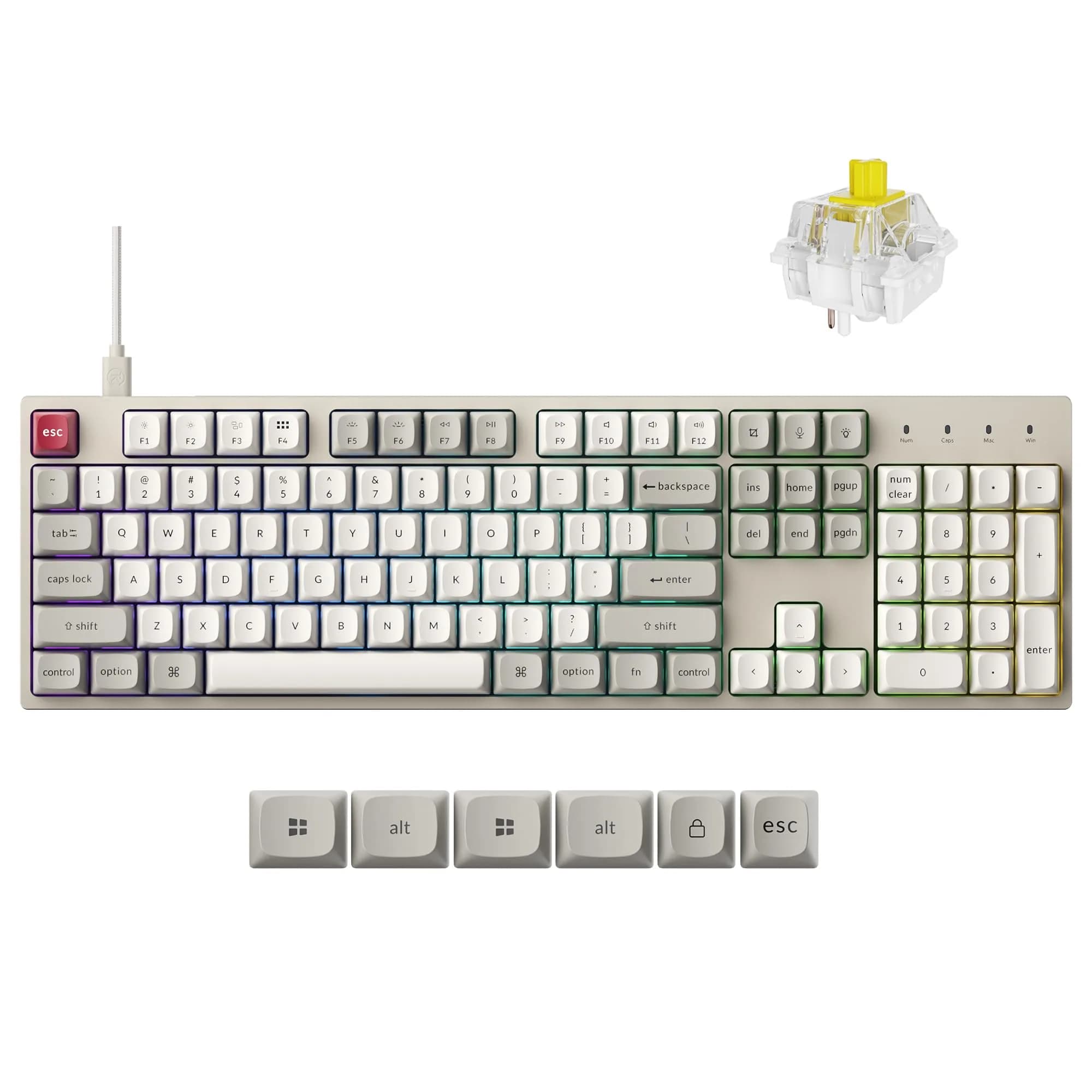 Keychron C2 Pro Full Size Wired Mechanical Keyboard with 8K Hz Polling Rate | RGB Backlit, Hot-Swappable, Mac & Windows Compatible — Banana Switch