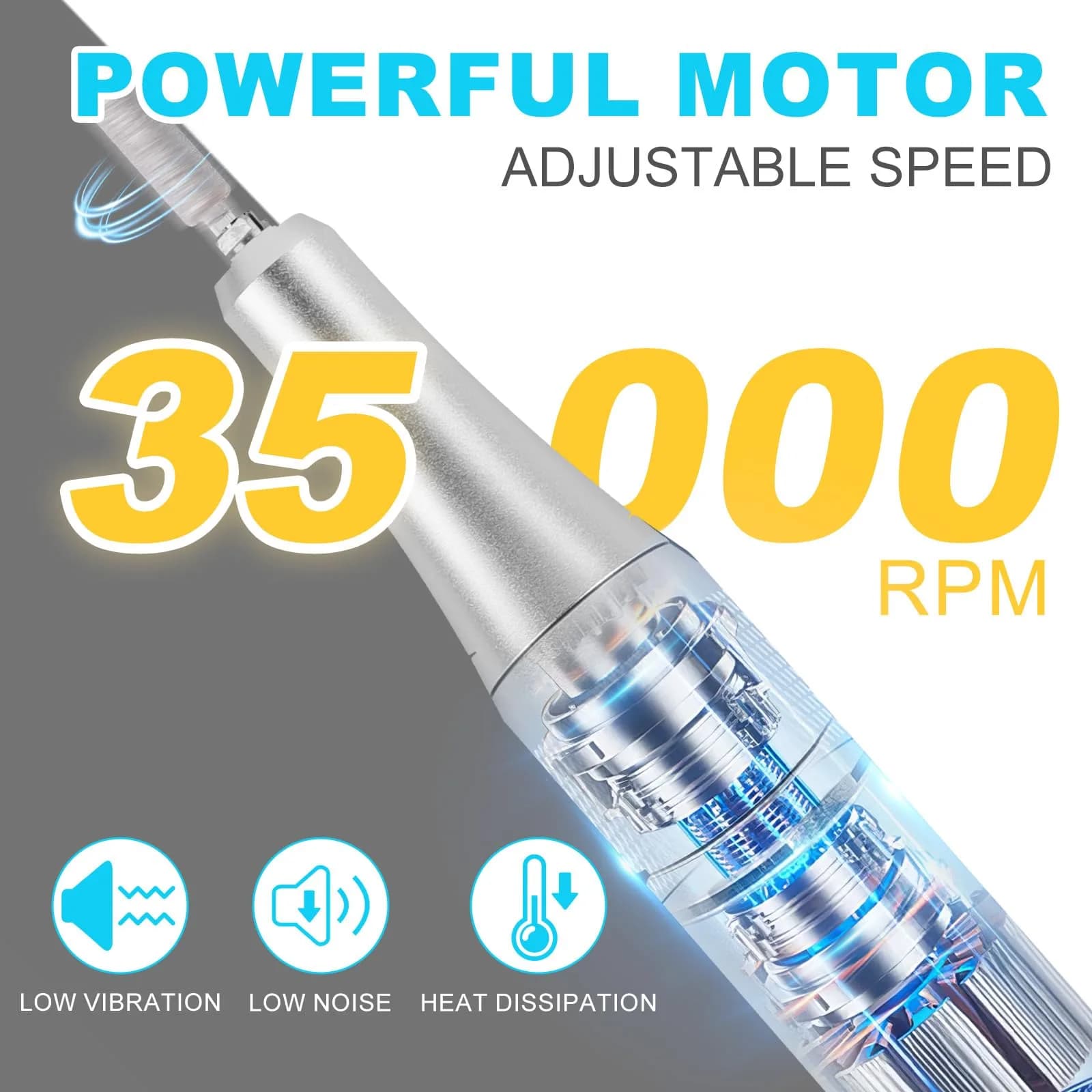MEKK White 12-Piece Cordless Nail Drill Kit | 35000 RPM LCD Display E-File - view 2