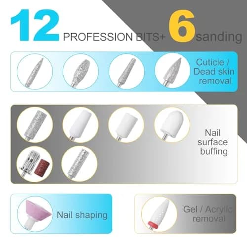 MEKK Professional Nail Drill 35000RPM Cordless E-File with LCD Display | Salon-Quality Nail Care thumbnail 4