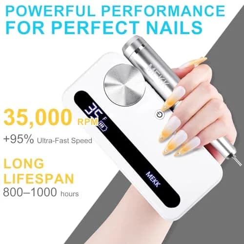 MEKK Professional Nail Drill 35000RPM Cordless E-File with LCD Display | Salon-Quality Nail Care thumbnail 6