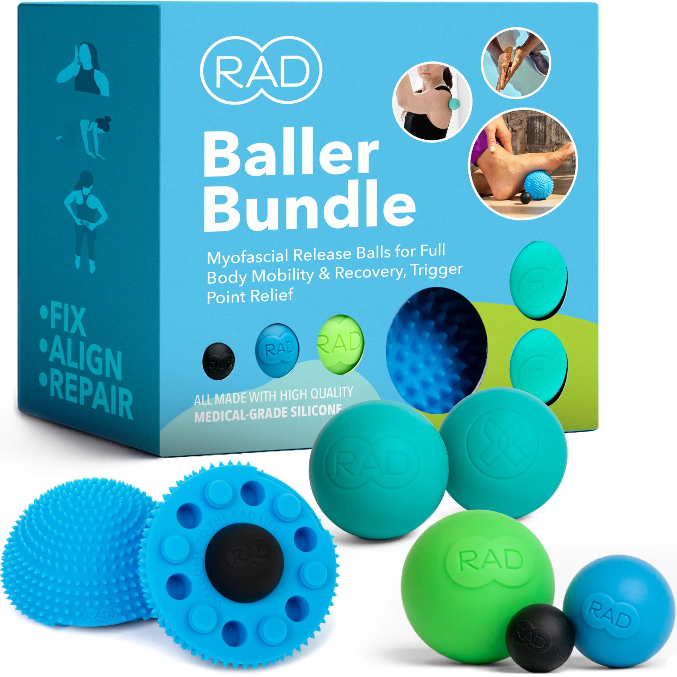 RAD Baller Bundle Myofascial Release Balls 5 Tools (Set of 5) - main product image
