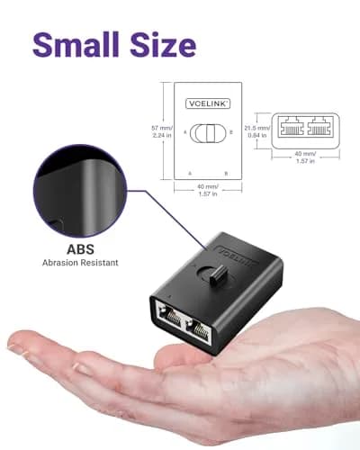 VCELINK 1000Mbps Passive Ethernet Selector Switch, 2-Pack | 1Gbps Speed, Plug-and-Play thumbnail 6