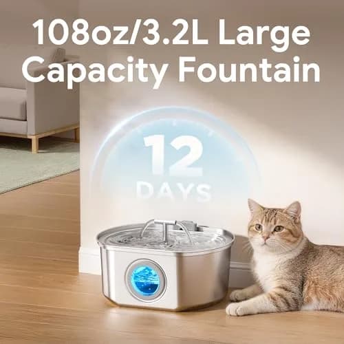 Neareal Cat Water Fountain Stainless Steel 3.2L | Quiet, Durable & Leak-Proof thumbnail 2