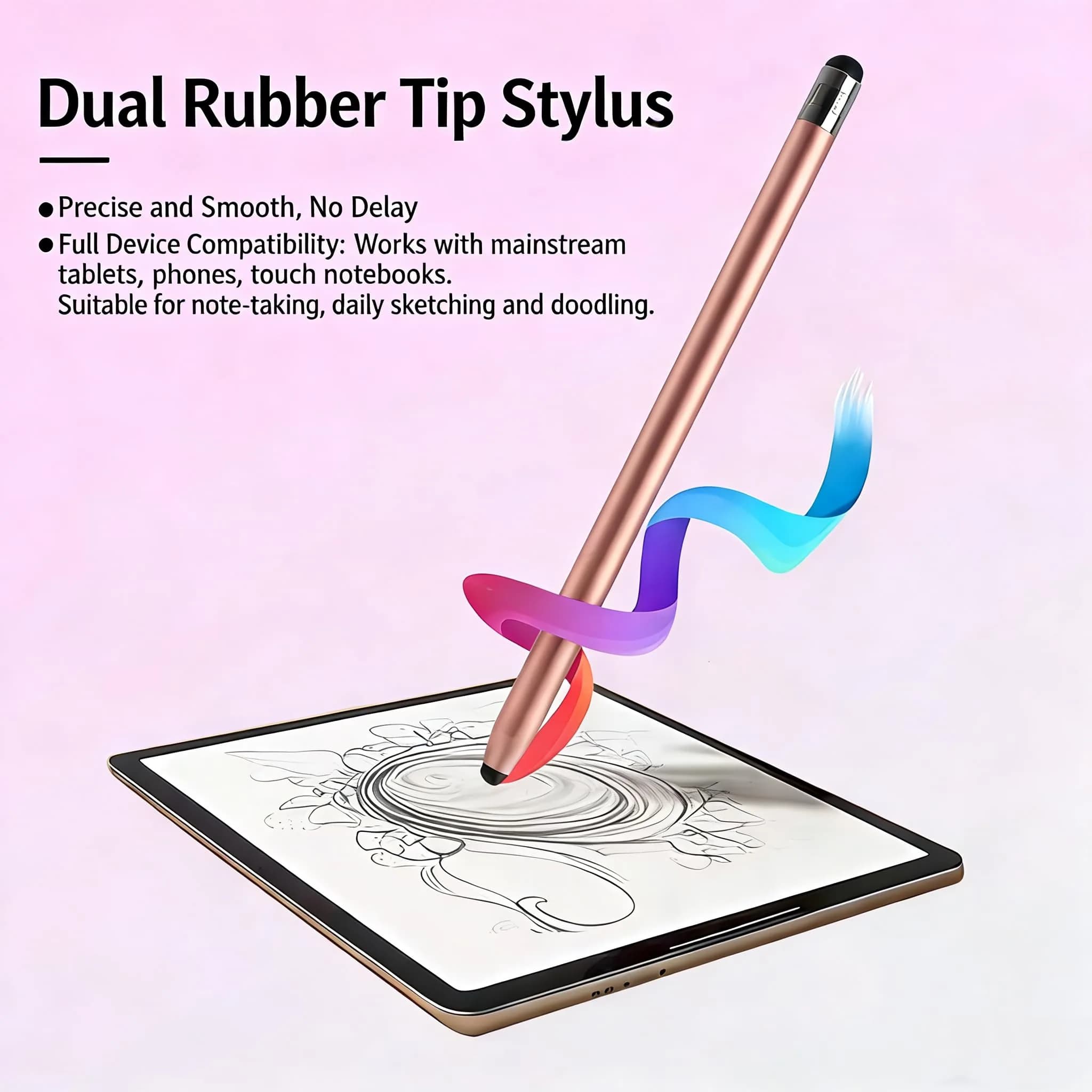 fllynewrite 3-in-1 Rose Gold Stylus Pen for All Touchscreen Tablets & Phones - view 3